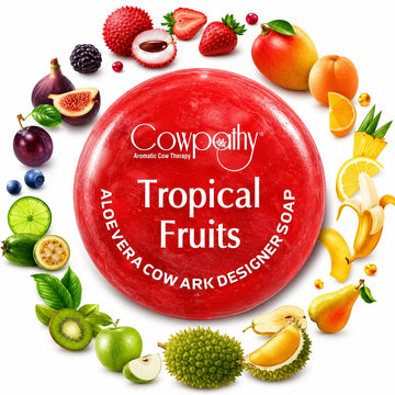 Cowpathy Handmade Cow Urine Soap – Tropical Fruits | Made with Gau Arka, Aloe Vera & Natural Oils, 100gm