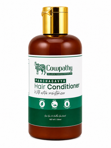 Cowpathy Panchagavya Hair Conditioner | Natural Moisturizing Hair Conditioner with Panchagavya, Shea Butter & Olive Oil | Smooth, Soft & Frizz-Free Hair | Paraben Free, 100ml