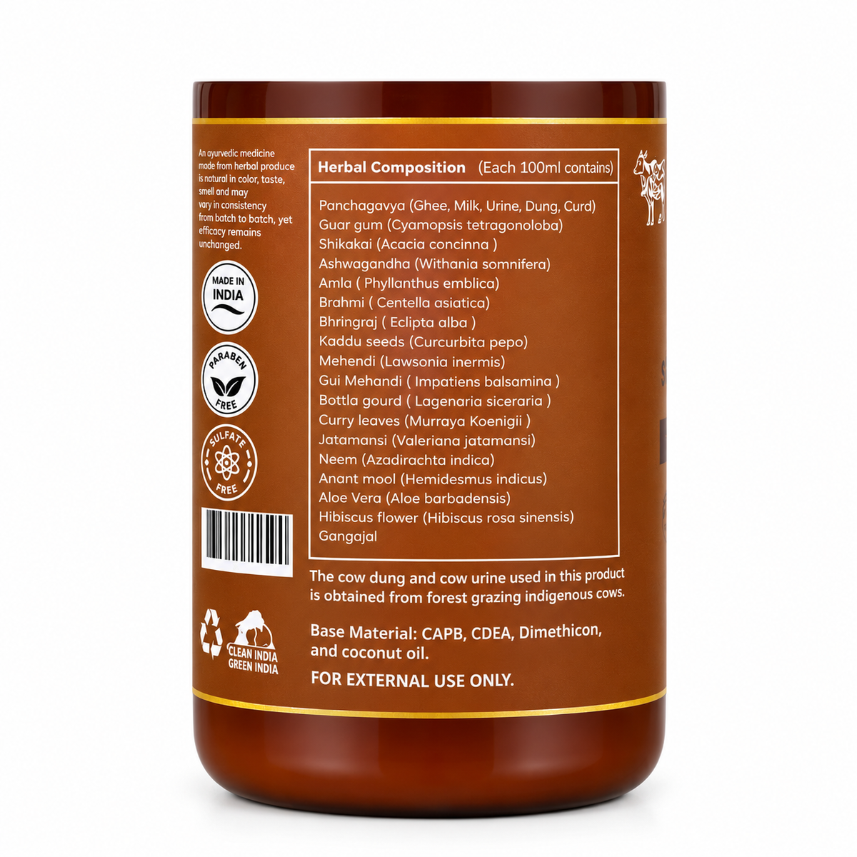 Cowpathy Panchagavya Herbal Ubtan Shampoo with Amla, Bhringraj & Shikakai – Sulphate & Paraben Free, 100ml