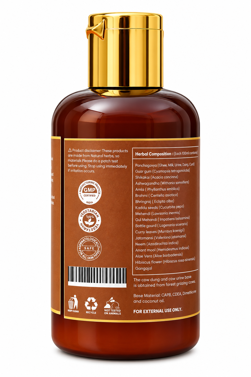 Cowpathy Panchagavya Herbal Ubtan Shampoo with Amla, Bhringraj & Shikakai – Sulphate & Paraben Free, 100ml