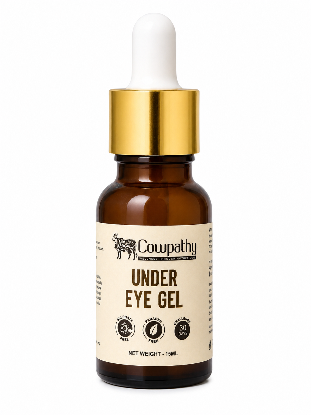 Cowpathy Under Eye Gel | Ayurvedic Under Eye Serum with Gau Ark, Vitamin E, White Lily & Quinoa Extract | Reduces Dark Circles, Puffy Eyes & Fine Lines | Hydrating Eye Care Gel | Paraben & Sulphate Free, 15ml