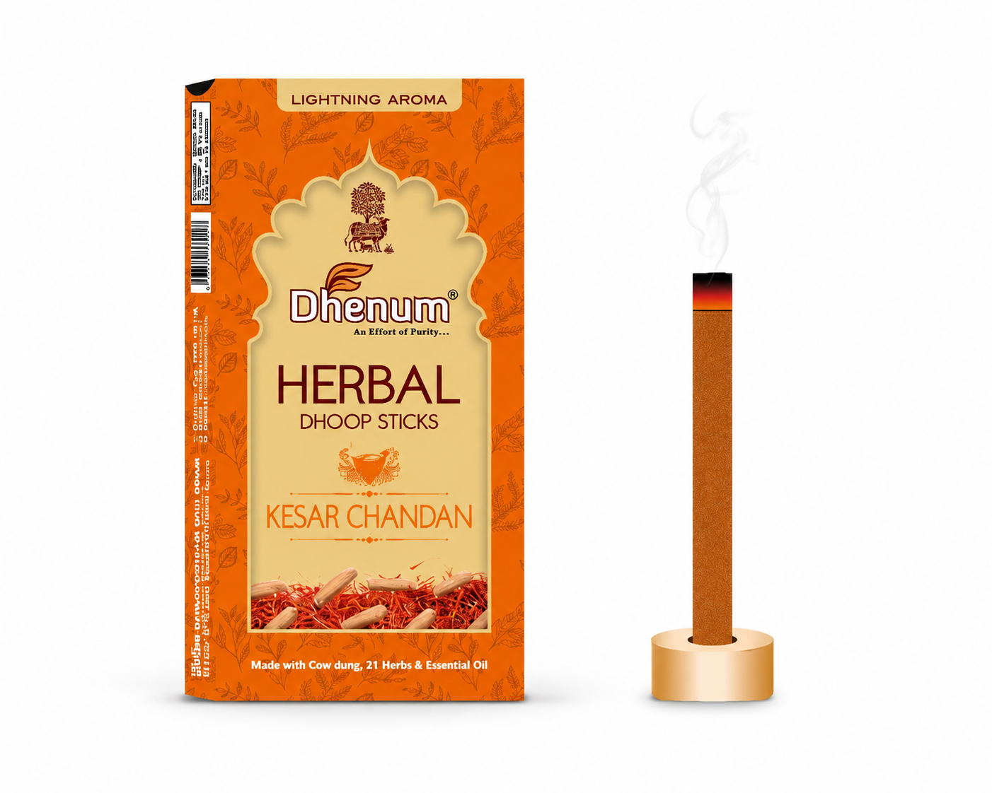 Dhenum Kesar Chandan Panchagavya Dhoop Stick - Elevate Every Prayer with Divine Aroma, 50gms