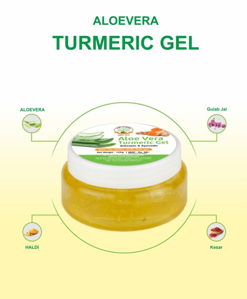 Gau Sanskruti Aloe Vera Turmeric Gel | Ayurvedic Skin Care Gel with Aloe Vera, Turmeric, Gulab Jal & Kesar, 125gm