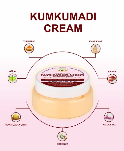 Gau Sanskruti Kumkumadi Cream with Agnihotra Bhasma | Ayurvedic Face Cream for Glowing, Nourished & Healthy-Looking Skin, 125gm