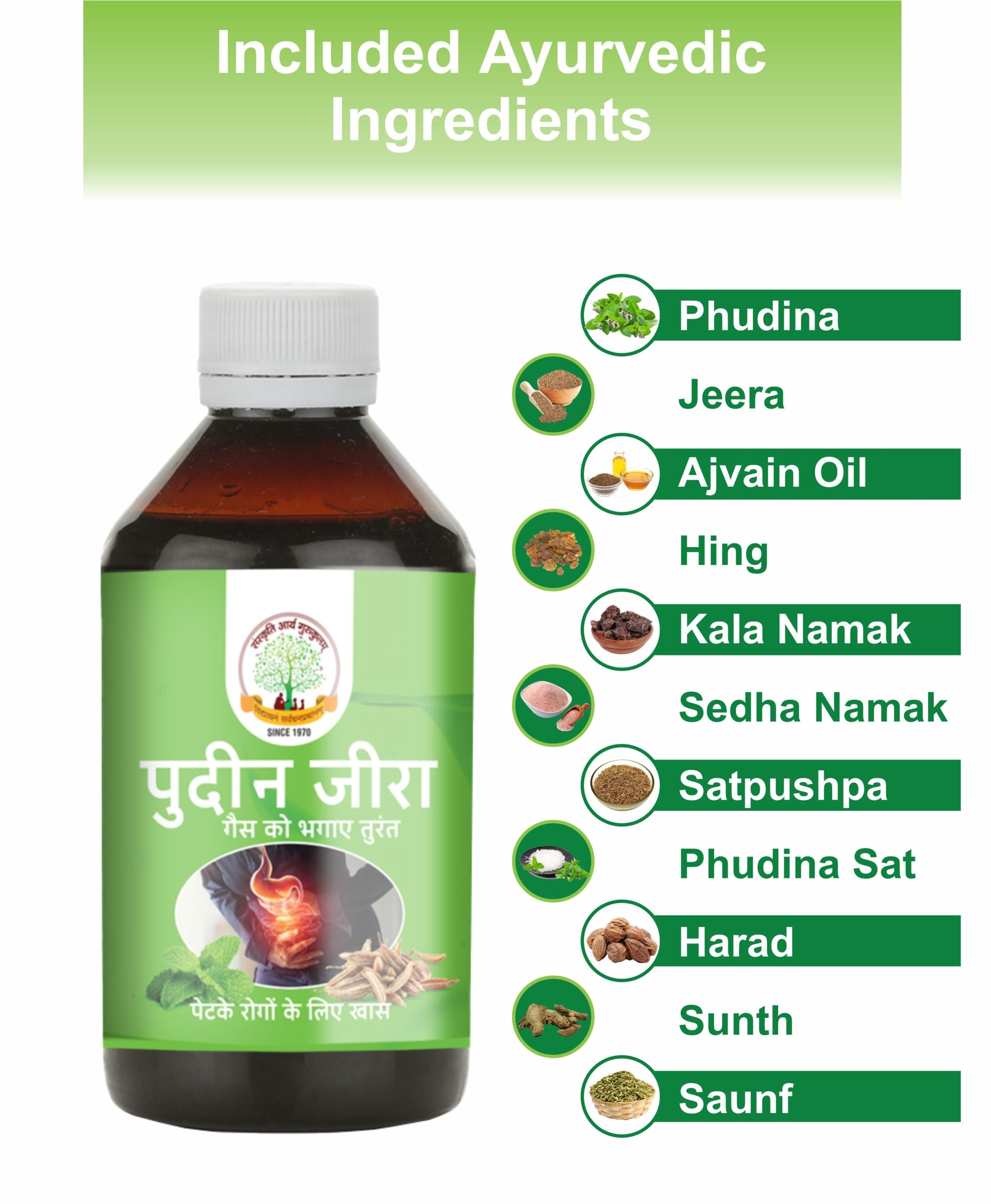 Gau Sanskruti Pudin Jeera Syrup | Ayurvedic Digestive Syrup for Gas, Acidity, Indigestion & Bloating | Herbal Digestive Tonic, 200ml