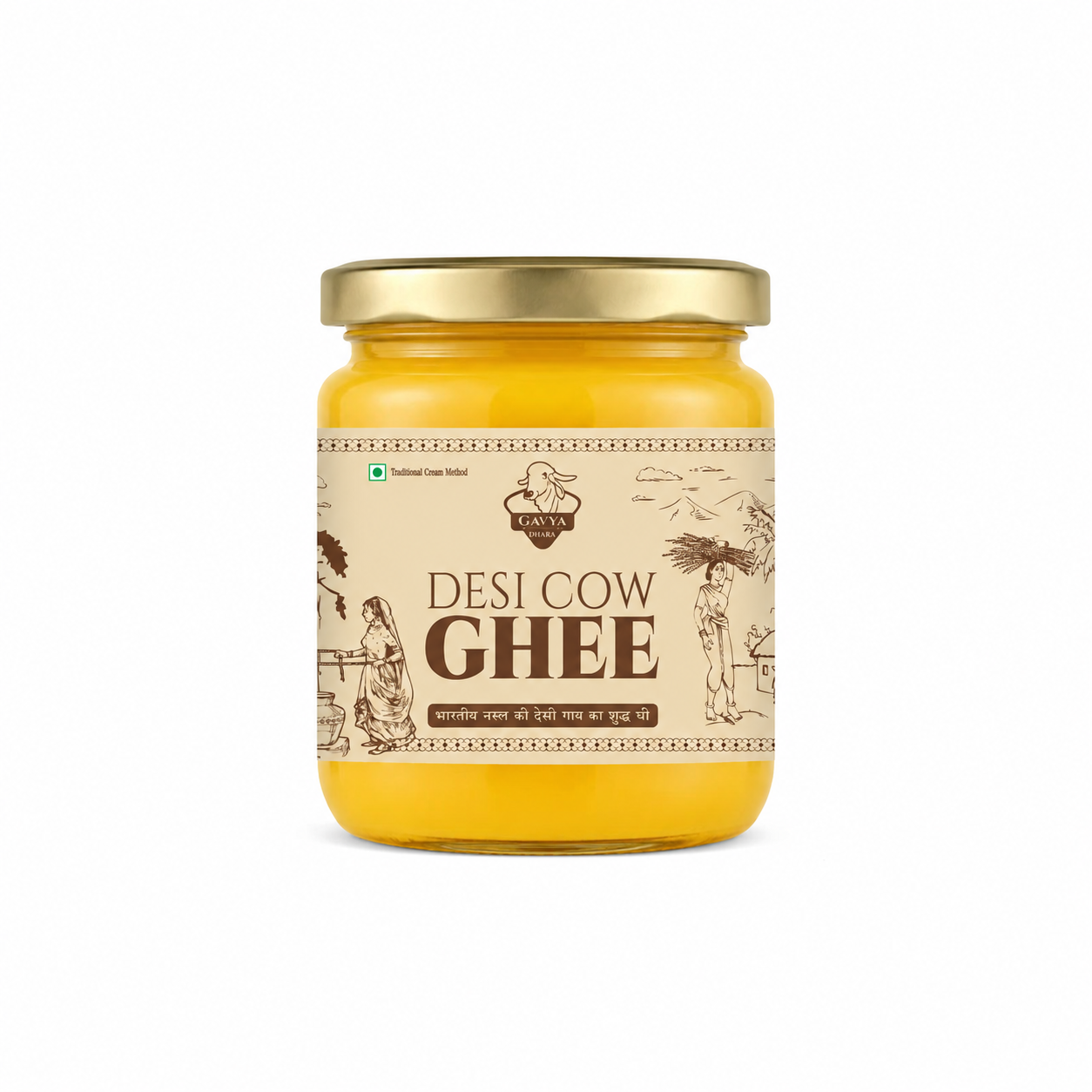 Gavyadhara Desi Cow Cream Ghee | Pure Cow Ghee for Rich Taste, Nutrition & Wellness | The Goodness of Tradition in Every Spoon, 500ml