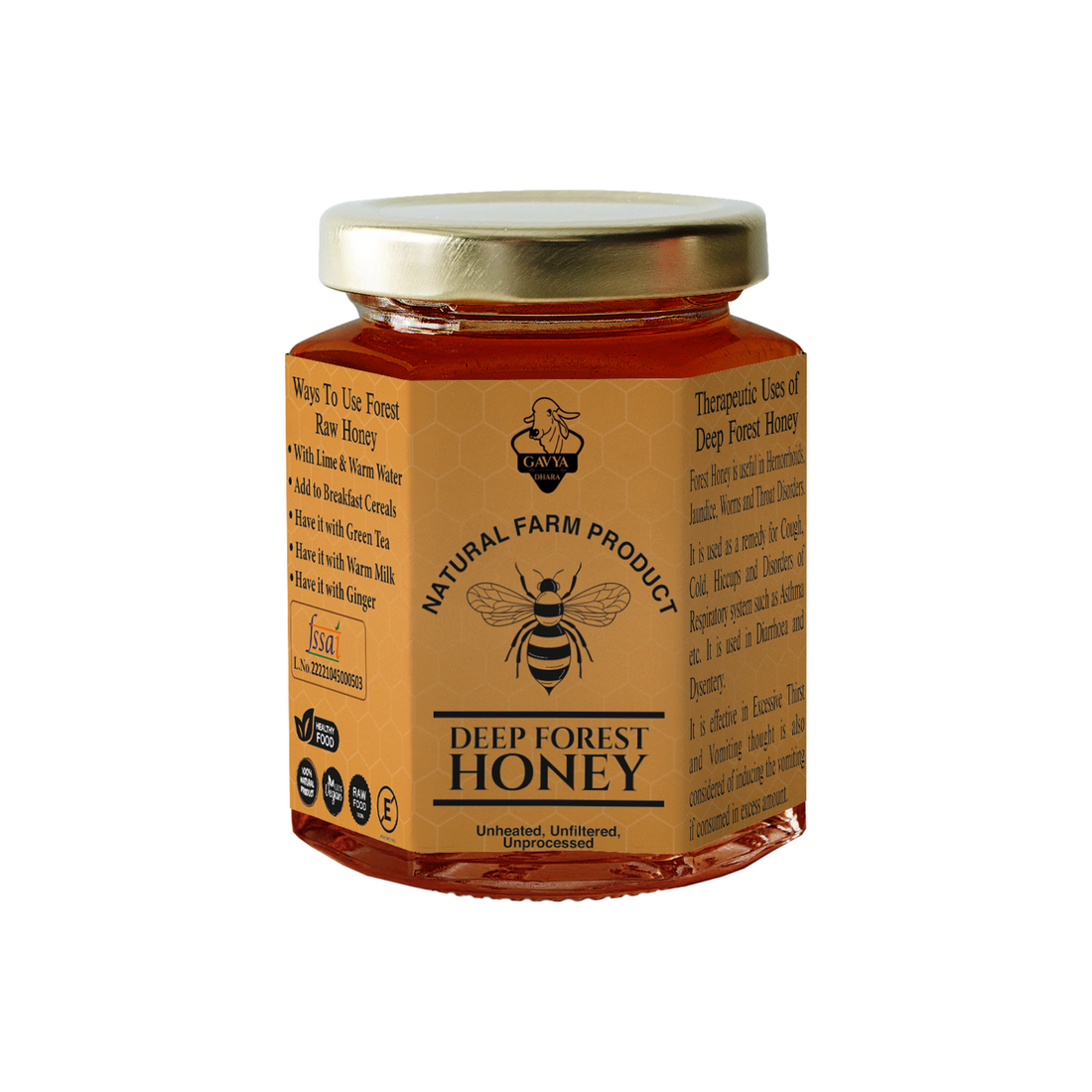 Gavyadhara Desi Cow Cream Ghee 1Ltr & Wild Flowers Honey 250gm, Combo Pack