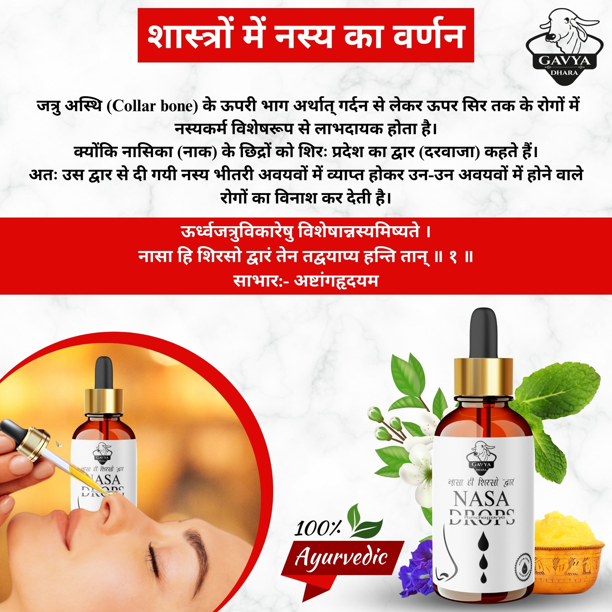 Gavyadhara Panchagavya Nasal Drops | Traditional Nasya Care for Nasal Comfort & Clarity | The Purity of Ayurveda in Every Drop, 15ml (Pack of 3)