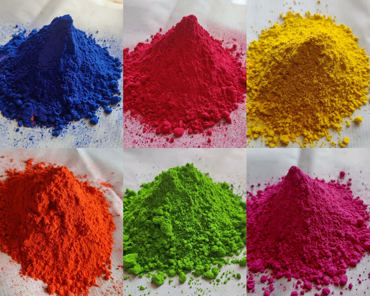 Natural Holi Colour - Gulal (Bundle pack of all 5 colours - Saffron, Pink, Red, Green, Yellow), 1.25kg