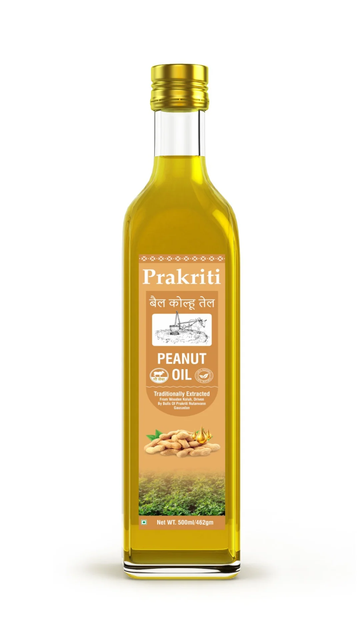 Prakriti Bull Driven Peanut Oil – Traditional Cold Pressed, 500ml