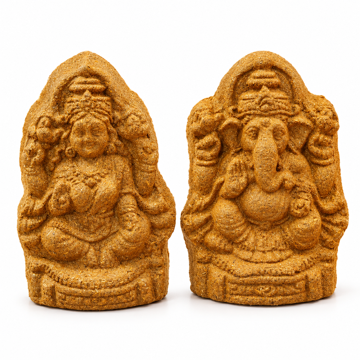 Shri Laxmi Ganesh Idol Made with Cow Dung | Sacred Cow Dung Craft for Spiritual Spaces | Prosperity, Wisdom & Positive Energy, 3 Inches