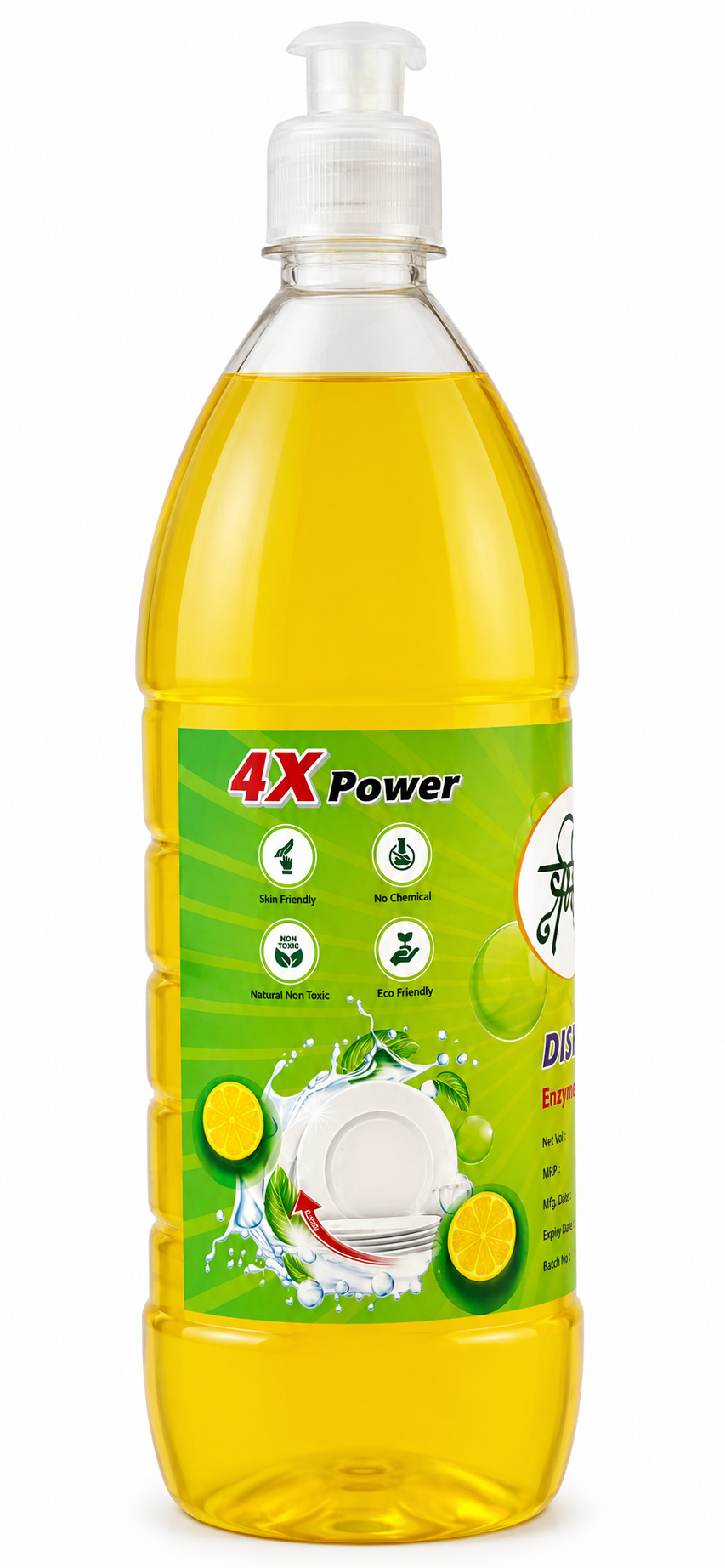 Shree Reva Enzyme Based Dishwash Liquid | Herbal Dishwashing Liquid | Plant-Based Kitchen Cleaner | Tough on Grease, Gentle on Hands, 1Ltr