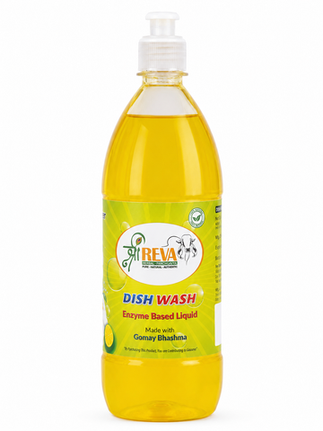 Shree Reva Enzyme Based Dishwash Liquid | Herbal Dishwashing Liquid | Plant-Based Kitchen Cleaner | Tough on Grease, Gentle on Hands, 1Ltr