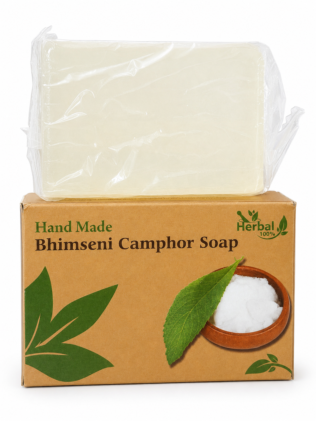 Shree Yadunandan Handmade Bhimseni Camphor Soap | Natural Panchgavya Face & Bath Soap with Bhimseni Kapoor, 100gm