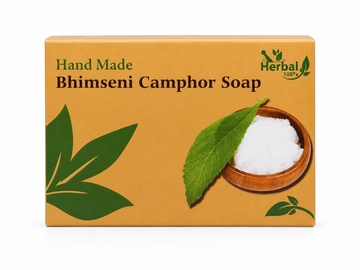 Shree Yadunandan Handmade Bhimseni Camphor Soap | Natural Panchgavya Face & Bath Soap with Bhimseni Kapoor, 100gm