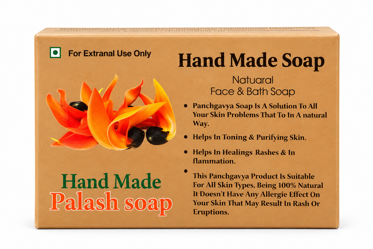 Shree Yadunandan Handmade Palash (Kesudo) Soap with Coconut Oil – Natural Herbal Bath Soap, 100gm